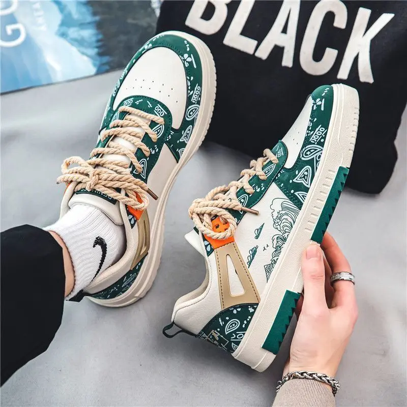 New Men's Shoes Lace-Up Sneakers Male Breathable Board Shoes Outdoor Non Slip Running Shoes Autumn Trend Casual Shoe Scarpe Uomo