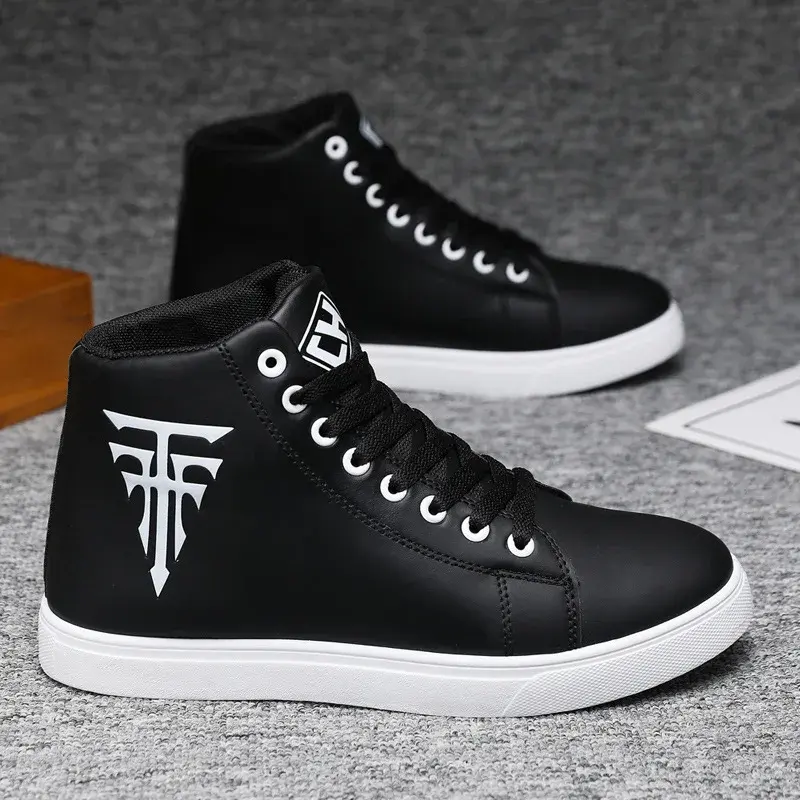 White Sneakers High Top Men Vulcanized Shoes Fashion Casual Shoes Outdoor Running Shoe Non-slip Lace-up Men Shoes Tenis Hombres