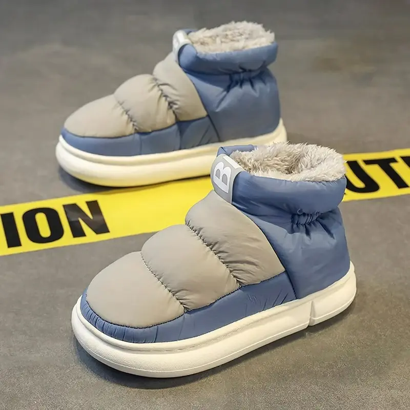 Snow Boots for Men Plush Ankle Boots Comfortable Cotton Shoes Non Slip Outdoor Booties Waterproof Winter Boot Warm Women Flats