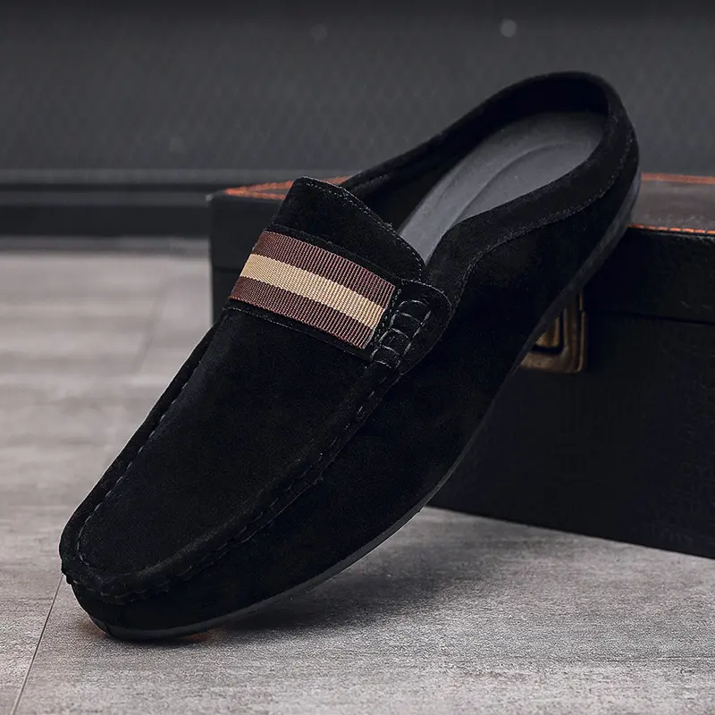 Men's Mules Lightweight Suede Casual Shoes New Men Lazy Leisure Breathable Half Support Slippers Slip on Walking Shoes Moccasin