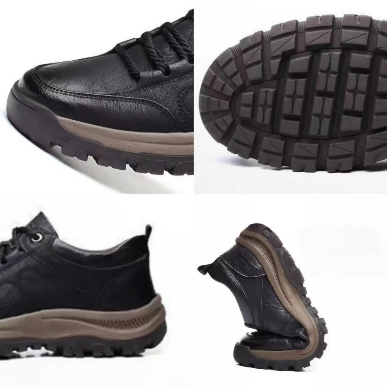 Men's Sneakers Lace-up Leather Casual Shoes Outdoor Running Shoes Men Non Slip Low Top Walking Shoe Plus Size 48 Tênis Masculino