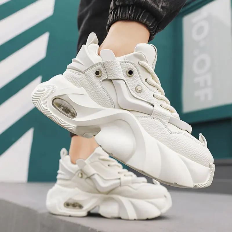 Men Chunky Sneakers Platform Shoes Outdoor Comfortable Sports Shoes for Men Lace Up Tennis Shoe New Height Increasing Male Shoes
