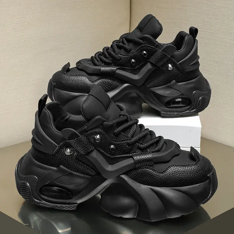 Men Chunky Sneakers Platform Shoes Outdoor Comfortable Sports Shoes for Men Lace Up Tennis Shoe New Height Increasing Male Shoes