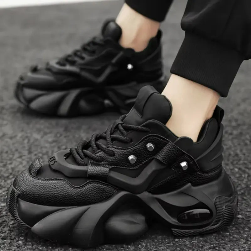 Men Chunky Sneakers Platform Shoes Outdoor Comfortable Sports Shoes for Men Lace Up Tennis Shoe New Height Increasing Male Shoes