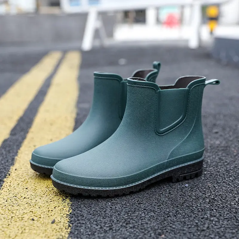 Men's Rain Boots Waterproof Shoes Fashion Outdoor Ankle Boots Fishing Rubber Shoes Non-slip Short Boot Platform Warm Water Boots