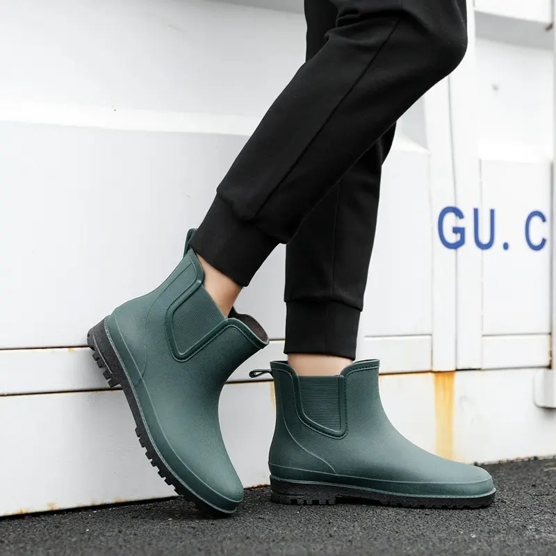 Men's Rain Boots Waterproof Shoes Fashion Outdoor Ankle Boots Fishing Rubber Shoes Non-slip Short Boot Platform Warm Water Boots