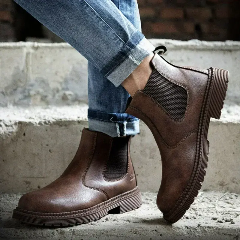 Men's Safety Boots Waterproof Work Shoes Male Indestructible Safety Shoes Anti-smash Steel Toe Shoes Puncture-Proof Sneakers 안전화