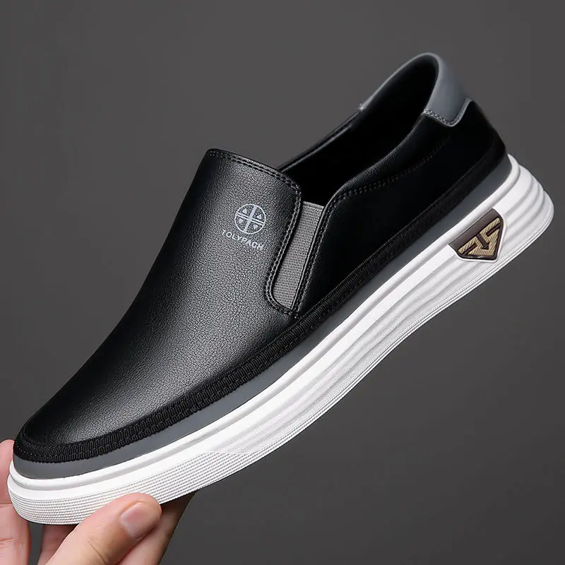 Men's Handmade Leather Shoes Luxury Casual Shoes White Male Loafers Moccasins Office Formal Flats Outdoor Slip on Shoes for Men