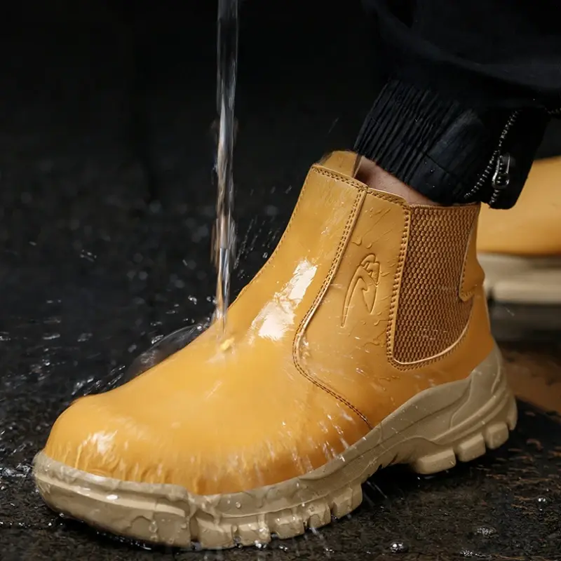 Men's Safety Shoes Waterproof Boots Steel Toe Work Boots Indestructible Men Boots Anti-smash Puncture Proof Shoes Plus Size 48