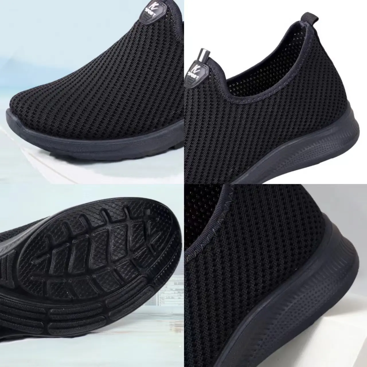 Summer Men's Casual Shoes Knitted Mesh Sneakers Non Slip Lightweigh Flats New Men Breathable Slip on Running Shoes Tenis Hombre