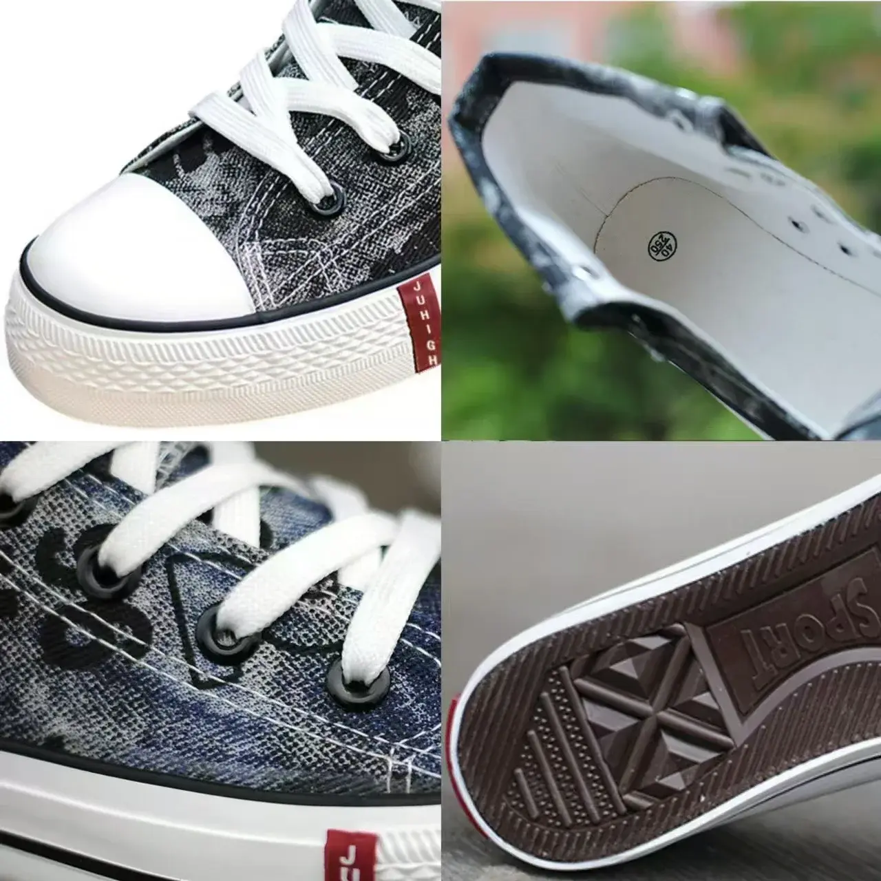 Men Canvas Shoes High-top Flats Lace-up Men Shoes Print Denim Shoes for Male Breathable Casual Shoe Cowboy Boots Tenis Masculino