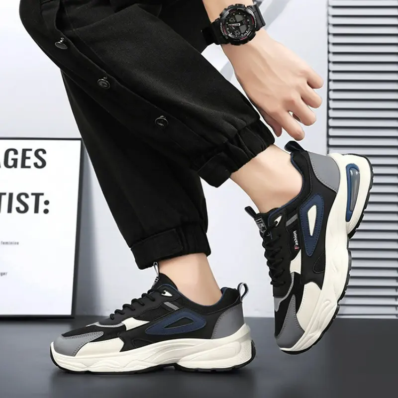 Fashion Men's Sneakers Breathable Casual Shoes Men Platform Shoes Lace-up Soft Soled Running Shoes Mesh Walking Shoe Zapatillas