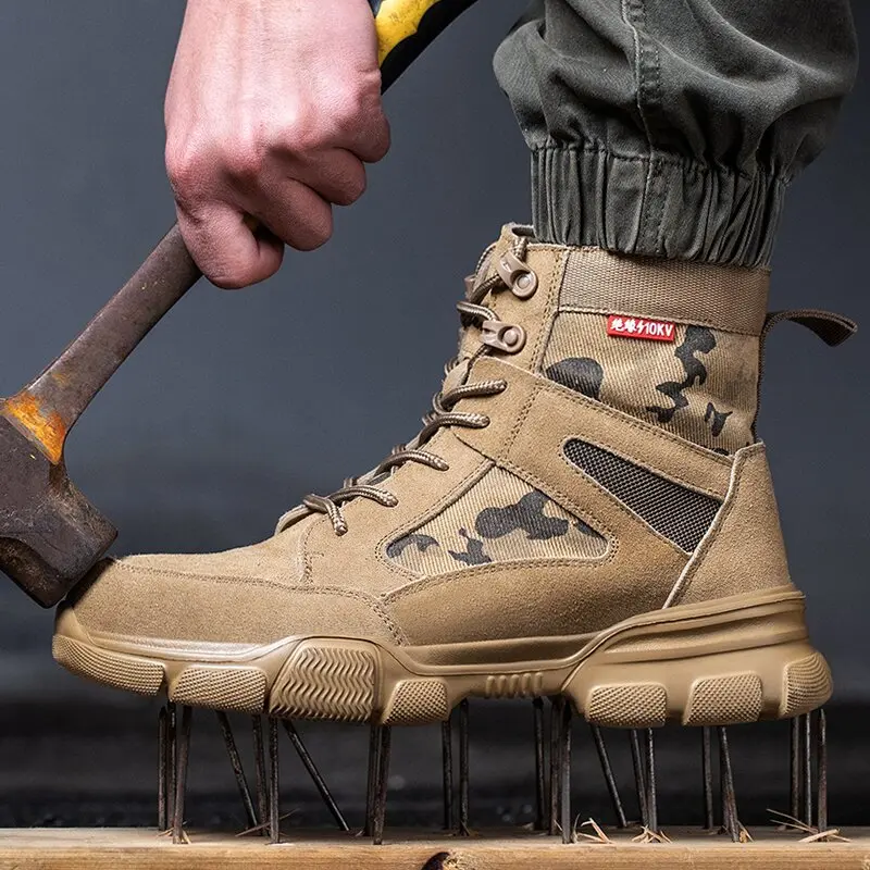 Work Men's Safety Shoes Indestructible Shoes Puncture-Proof Men Steel Toe Shoes Male Security Protective Shoe Outdoor Men Boots