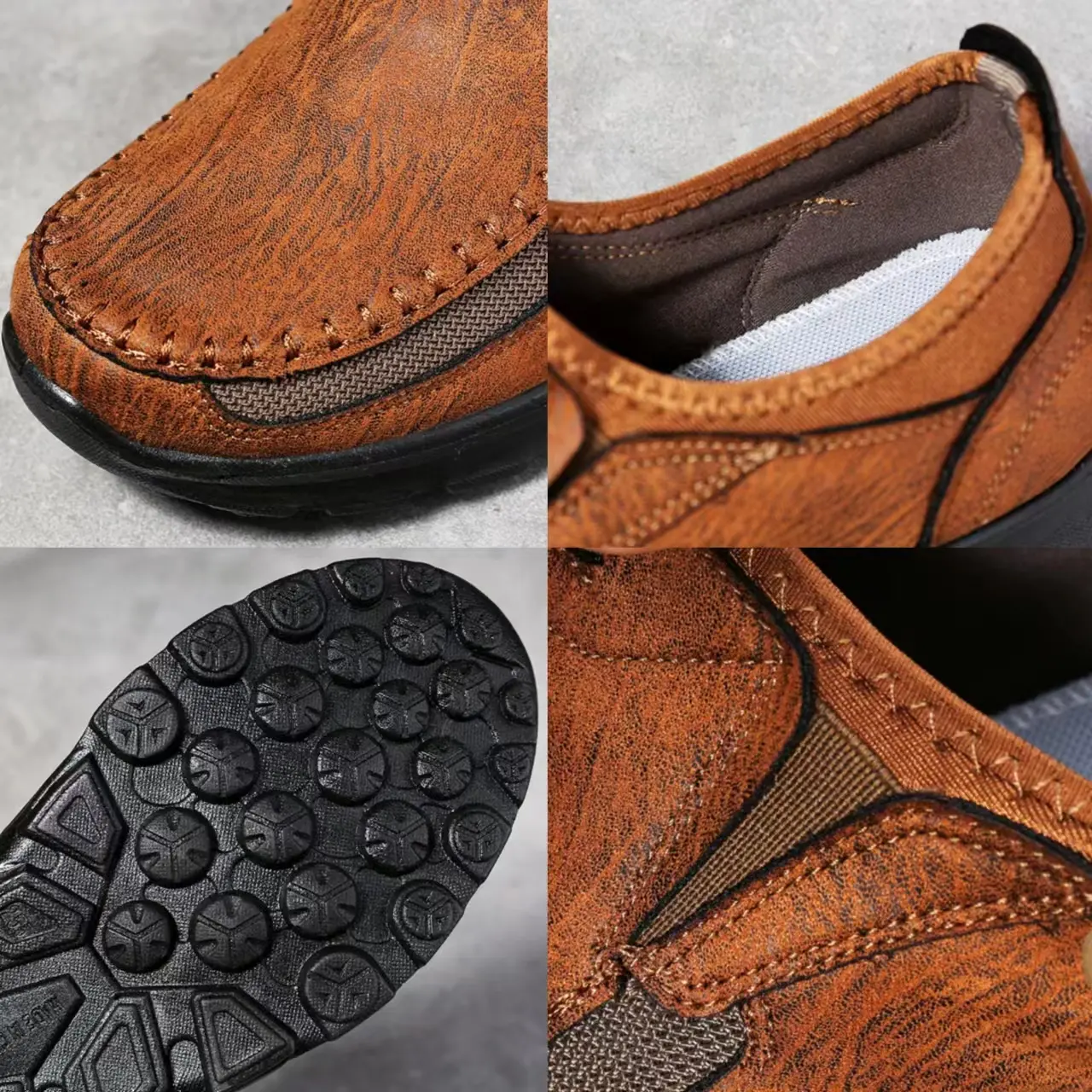 2025 Men's Casual Shoes Men Handmade Retro Breathable Flat Loafers Moccasins Dress Comfortable Slip on Driving Shoes Zapatillas
