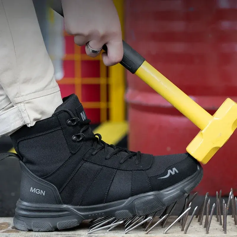 Work Boots Indestructible Men's Safety Shoes Steel Toe Shoes Anti-smashing Work Boots Protective Shoes Puncture-Proof Men Boots