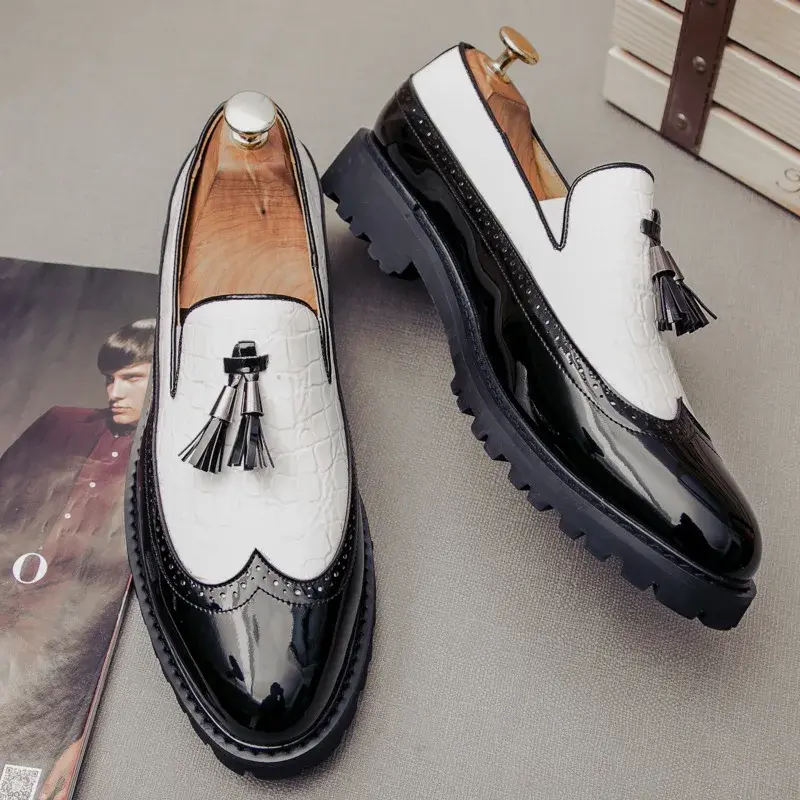 New Fashion Men's Dress Shoes Breathable Comfortable Leather Loafers Vintage Business Social Oxfords Zapatos De Vestir Hombre