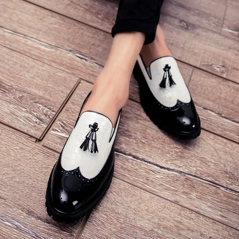 New Fashion Men's Dress Shoes Breathable Comfortable Leather Loafers Vintage Business Social Oxfords Zapatos De Vestir Hombre