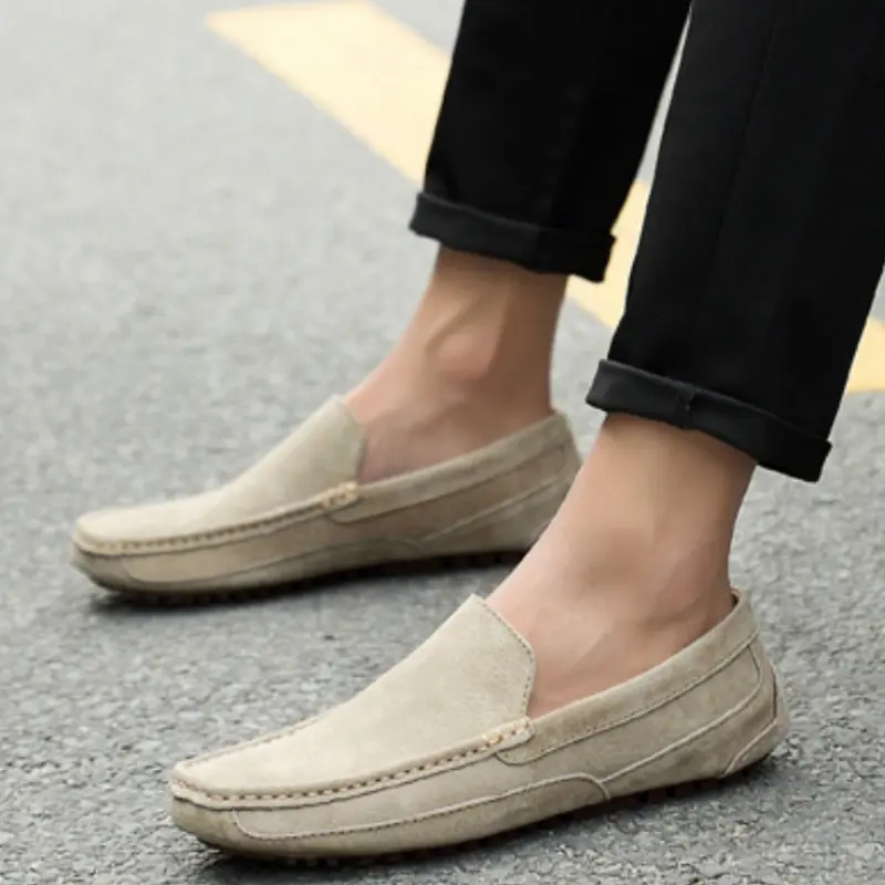 Suede Leather Man Loafers Luxury Casual Shoes Lightweight Men Shoes Moccasins Soft Soled Flats Handmade Slip on Driving Shoes
