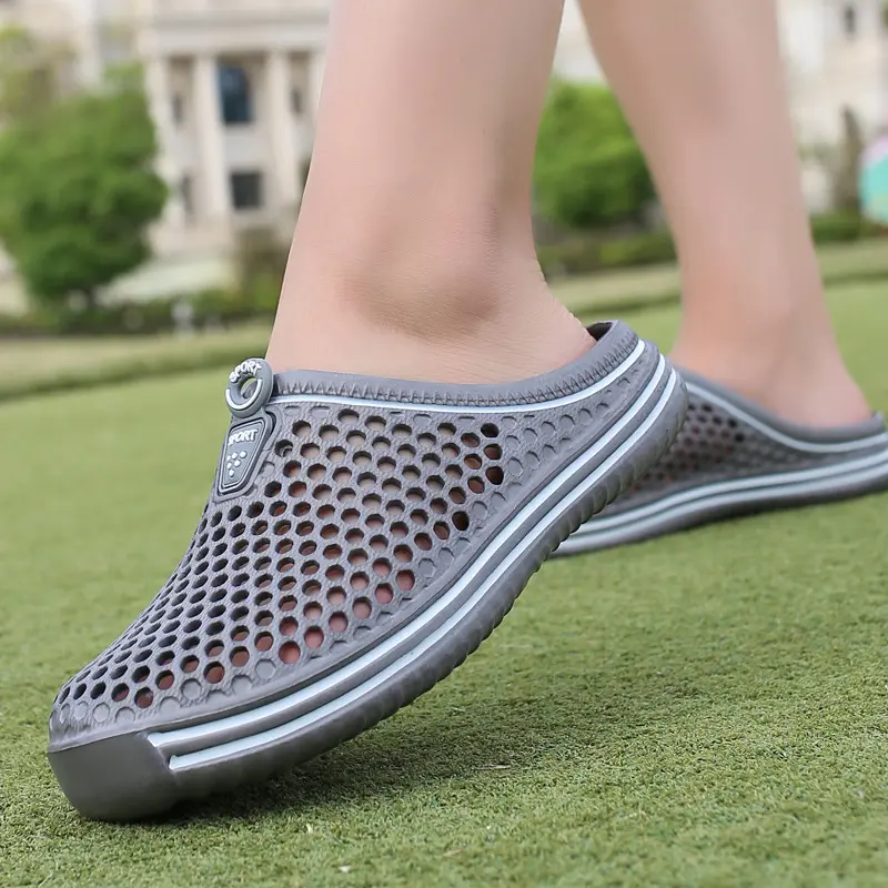 Men's Slippers Hollow Beach Sandals Summer Slip on Clogs Men Casual Shoes Non-slip Size 36-45 Slippers Unisex Outdoor Flip Flops