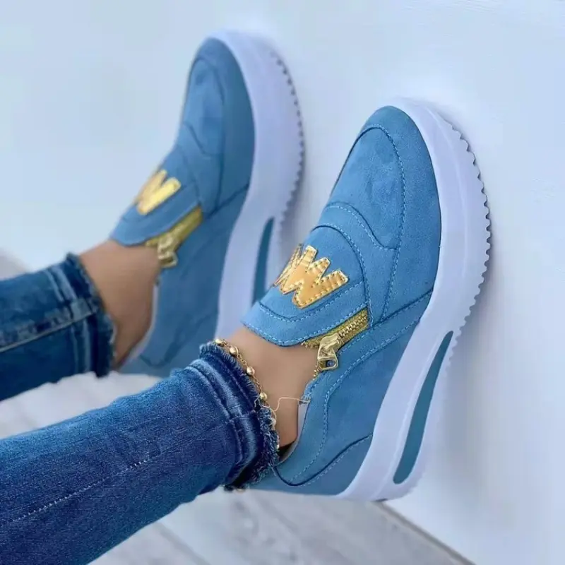 Women's Sneakers Platform Shoes Side Zipper M Printed Female Vulcanized Shoes Lightweight Casual Shoe Plus Size 43 Women Shoes