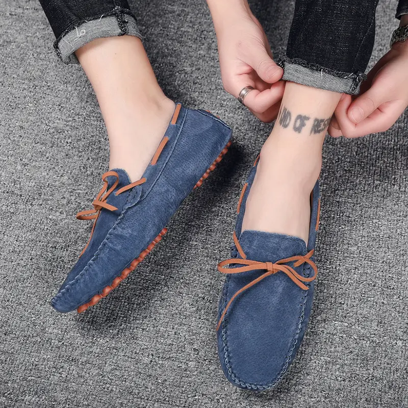 Men's Casual Shoes Suede Loafers Classic Leather Shoes Soft Driving Flats Luxury Moccasins Hot Slip on Men Shoes Plus Size 38-49