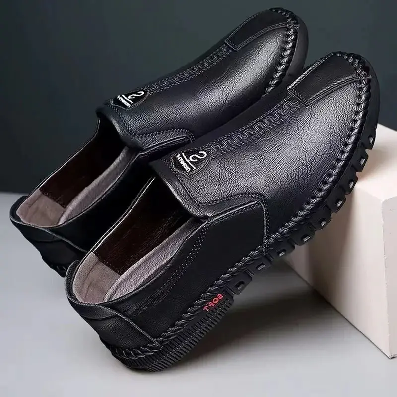 Men Leather Shoes Soft Sole Casual Shoes Autumn Comfortable Business Flats Man Lightweight Work Shoes Slip-on Driving Shoe Tenis