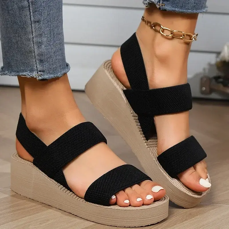 Fashion Trend Women's Wedge Sandals Non Slip Slipper Platform Ankle Strap Slingback Lightweight Women Shoes Sandalias De Mujer