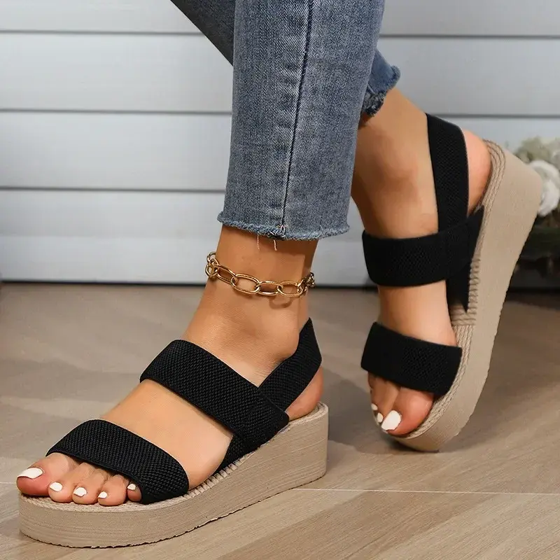 Fashion Trend Women's Wedge Sandals Non Slip Slipper Platform Ankle Strap Slingback Lightweight Women Shoes Sandalias De Mujer