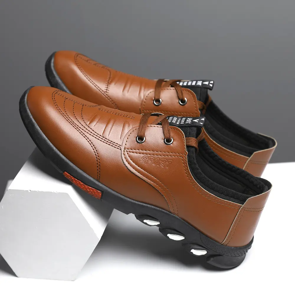 Men's Leather Shoes Business Casual Shoes Soft Soles Non-slip Loafers Moccasins Male Slip on Driving Shoes Breathable Sneakers