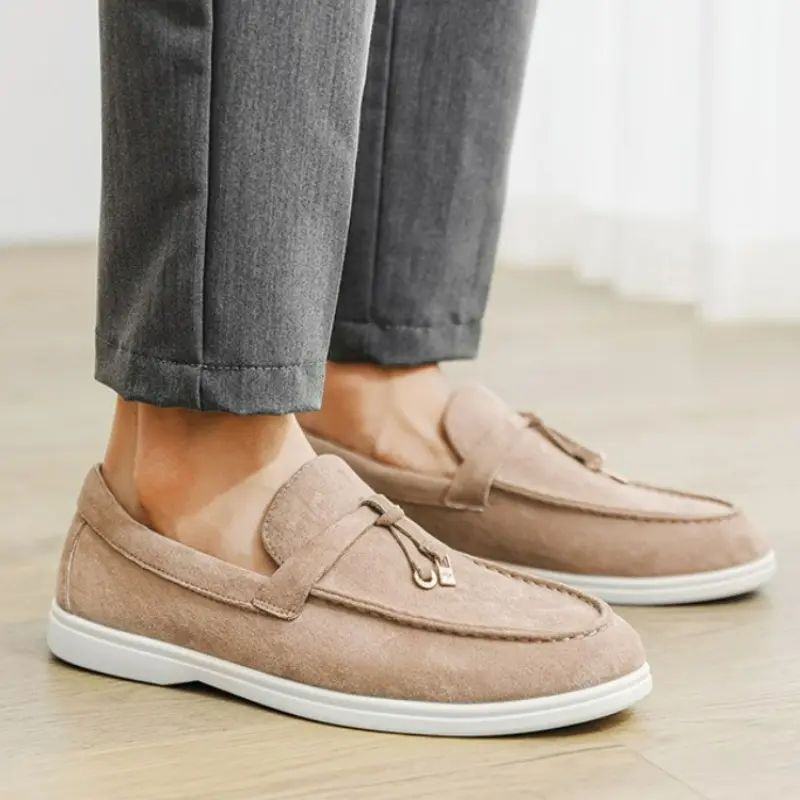 Fashion Men's Shoes Suede Leather Loafers British Style Men Casual Shoes Moccasins Outdoor Driving Shoes Handmade Slip on Flats