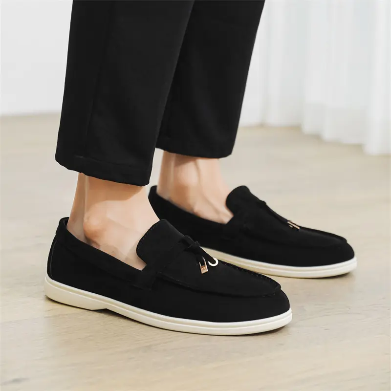 Fashion Men's Shoes Suede Leather Loafers British Style Men Casual Shoes Moccasins Outdoor Driving Shoes Handmade Slip on Flats