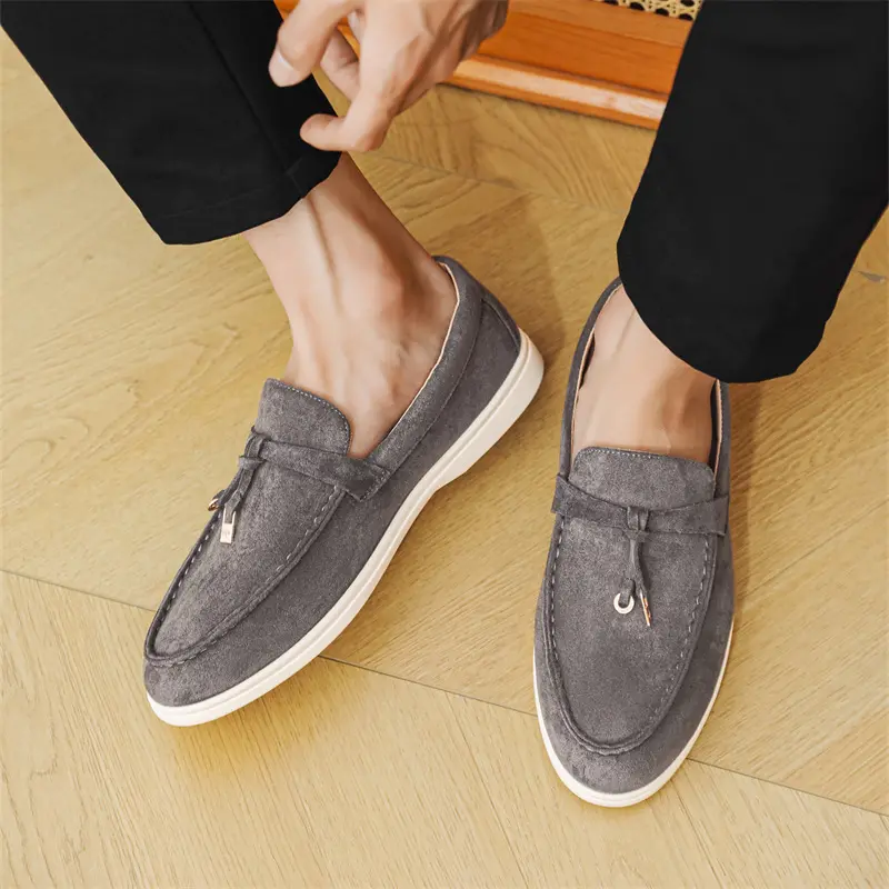 Fashion Men's Shoes Suede Leather Loafers British Style Men Casual Shoes Moccasins Outdoor Driving Shoes Handmade Slip on Flats