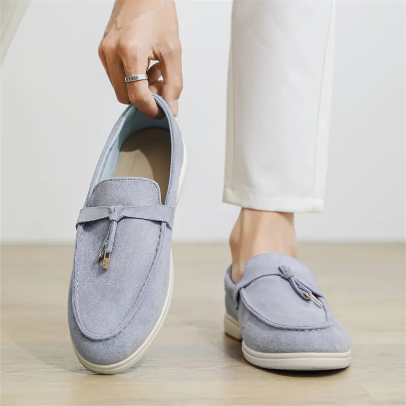 Fashion Men's Shoes Suede Leather Loafers British Style Men Casual Shoes Moccasins Outdoor Driving Shoes Handmade Slip on Flats