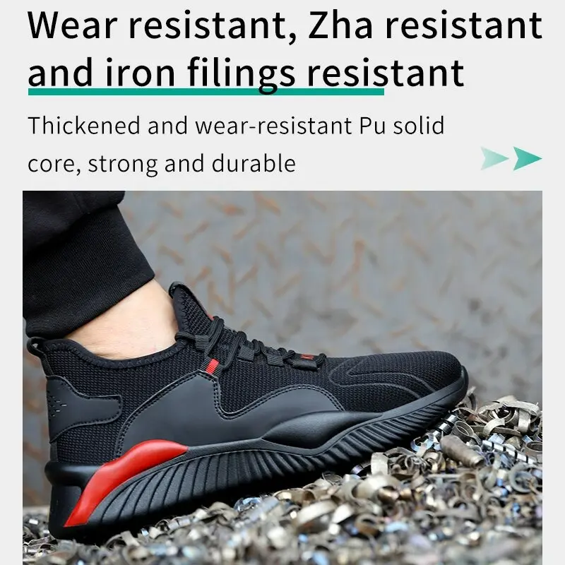 Work Men Safety Shoes Indestructible Steel Toe Shoes Puncture-Proof Anti-Smash Boots Protective Safety Boots Breathable Sneakers