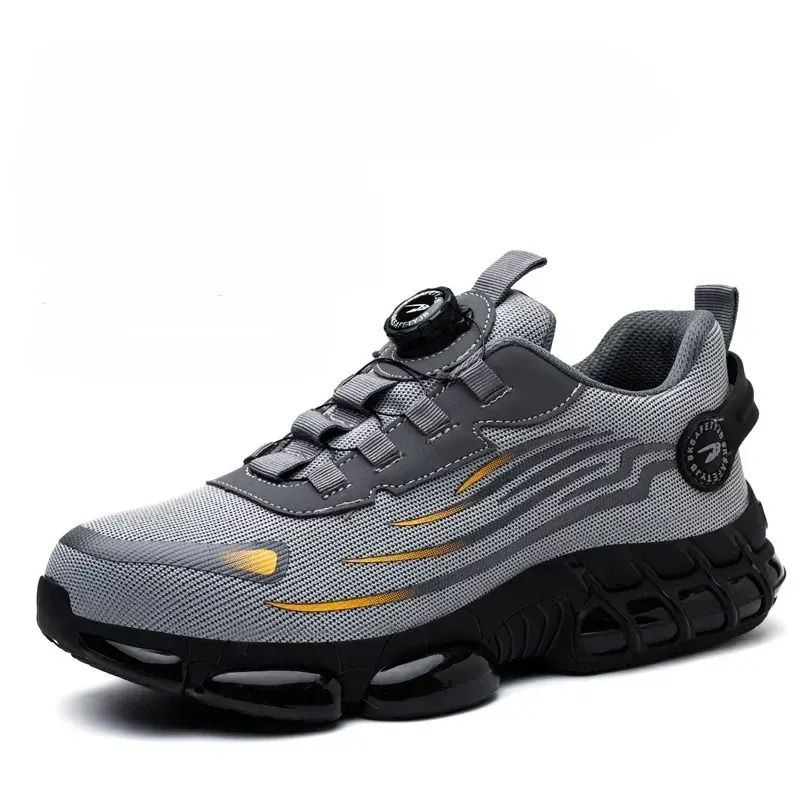 2025 New Men's Rotating Button Work Safety Shoes Male Steel Toe Shoe Breathable Lightweight Sneakers Protective Men Boots Tenis