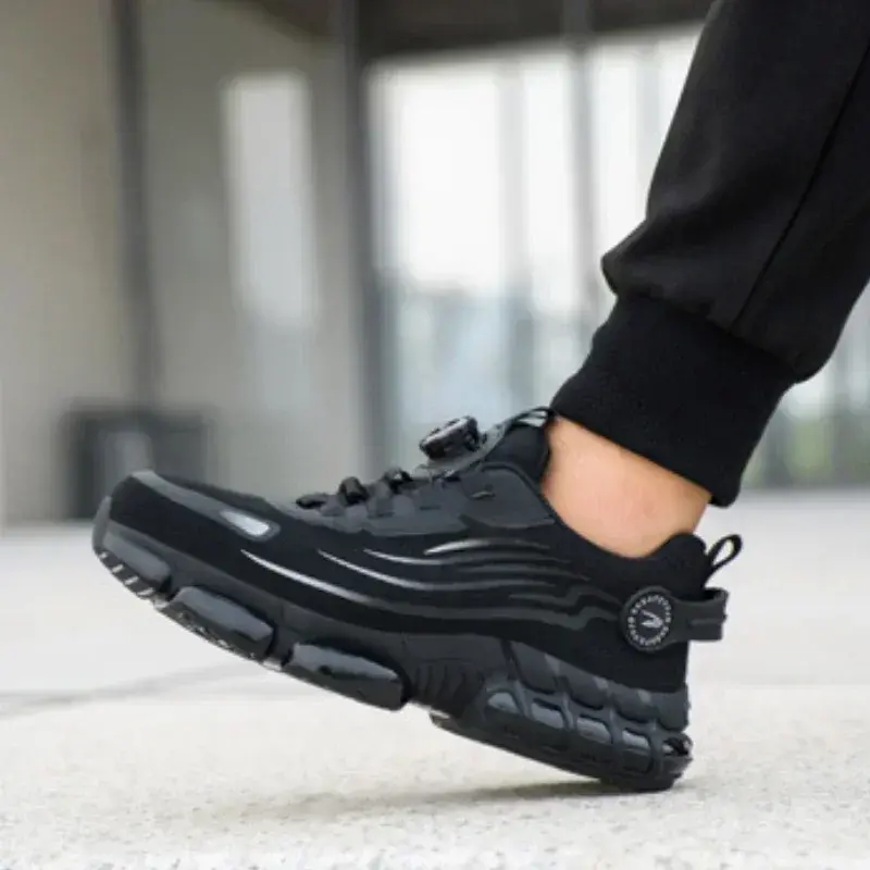 2025 New Men's Rotating Button Work Safety Shoes Male Steel Toe Shoe Breathable Lightweight Sneakers Protective Men Boots Tenis