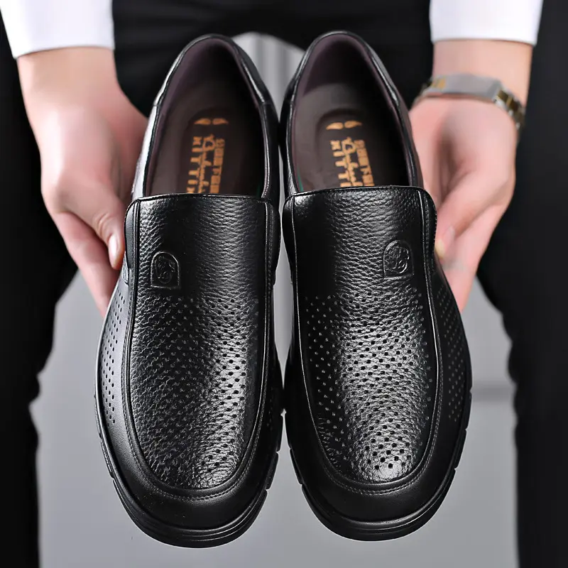 2025 Men's Leather Shoes Soft Casual Shoes Flat Non-slip Walking Shoe Slip on Platform Men Shoes Handmade Outdoor Male Loafers