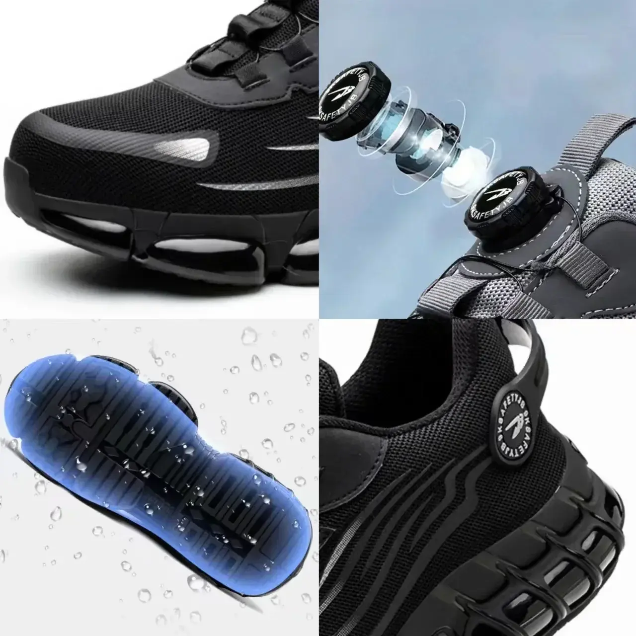 2025 New Men's Rotating Button Work Safety Shoes Male Steel Toe Shoe Breathable Lightweight Sneakers Protective Men Boots Tenis