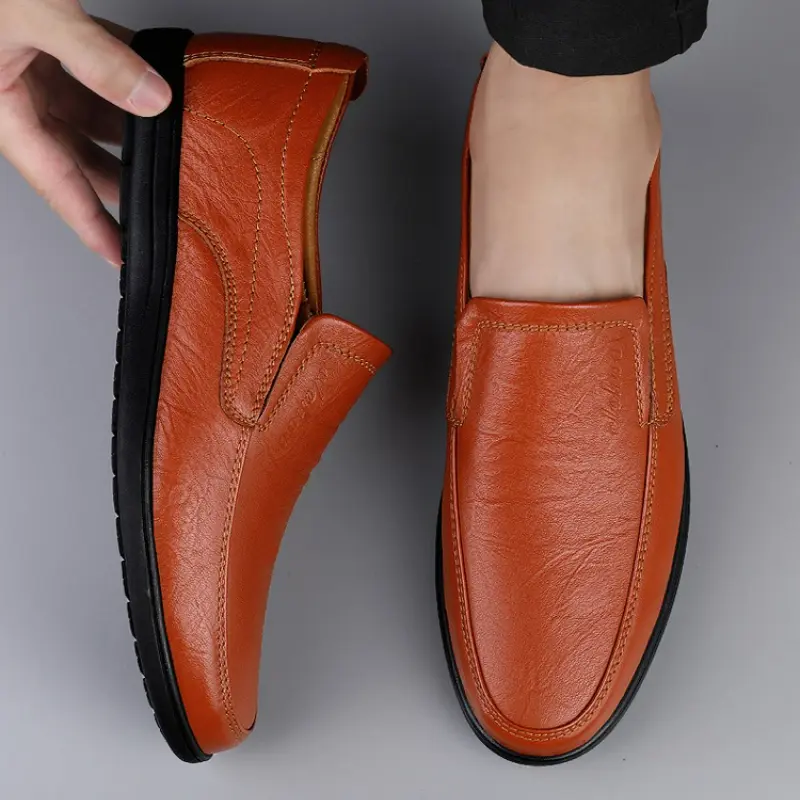 Handmade Men's Shoes Slip on Leather Shoes Outdoor Comfortable Loafers Classic Office Work Shoe Soft Sole Business Shoes for Men