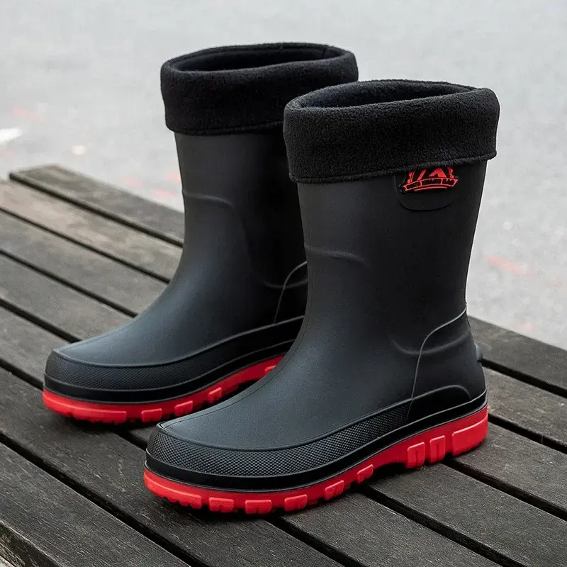 Men's Rain Shoes Waterproof Non Slip Work Rain Boots River Wear Resistant Fishing Shoes New Men Casual Warm Mid-calf Boots 장화