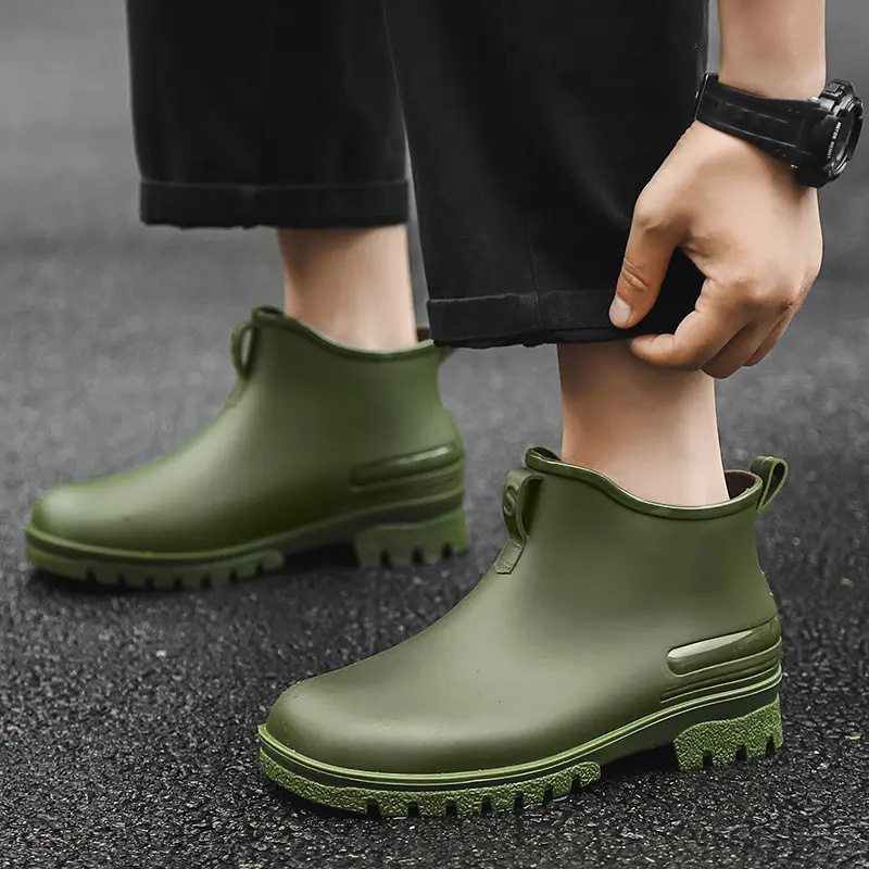 Men's Rain Boots Waterproof Boots Fishing Casual Camping Rubber Shoes Fashion Couple Short Boots Outdoor Non-slip Water Shoes