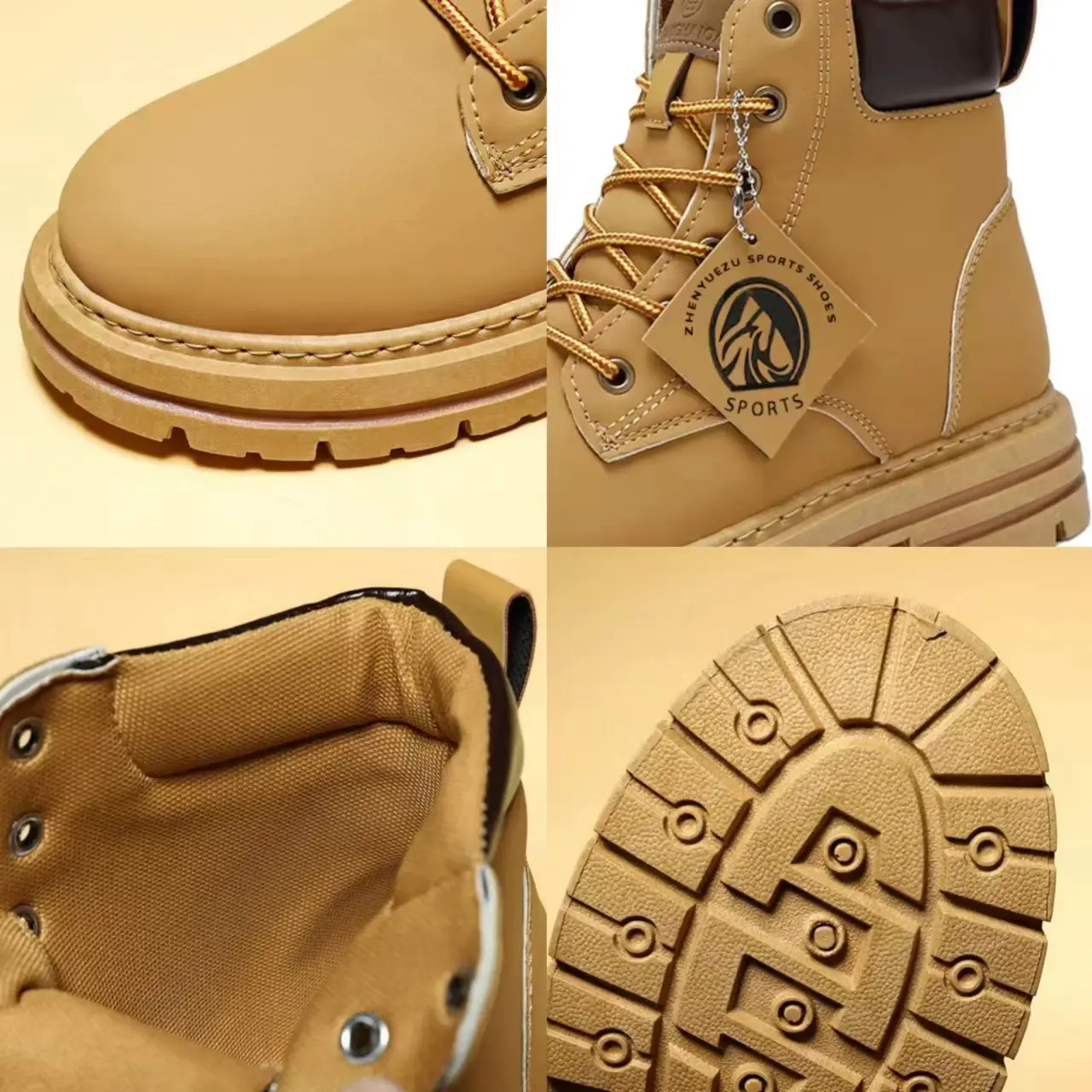 Men's Boots High Top Ankle Boots Trend Men Shoes Non-Slip Lace-Up Leather Shoes Men Wear-Resistant Hiking Boot Botas Para Hombre