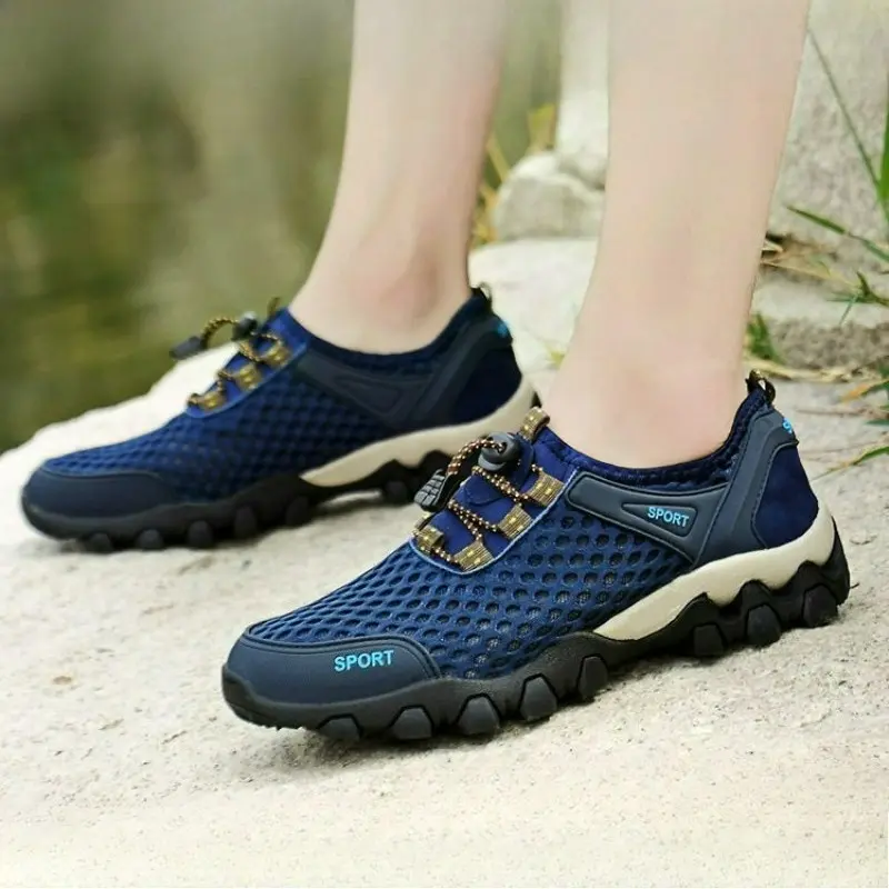 New Hiking Shoes Outdoor Men Shoes Summer Platform Mesh Shoes Non-Slip Lightweight Casual Shoe Wading Men Sneakers Tenis Hombres