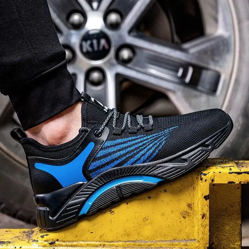 New Men's Safety Shoes Breathable Steel Toe Shoes Anti-smash Anti-stabbing Sneakers Protective Boots Lightweight Work Men Shoes