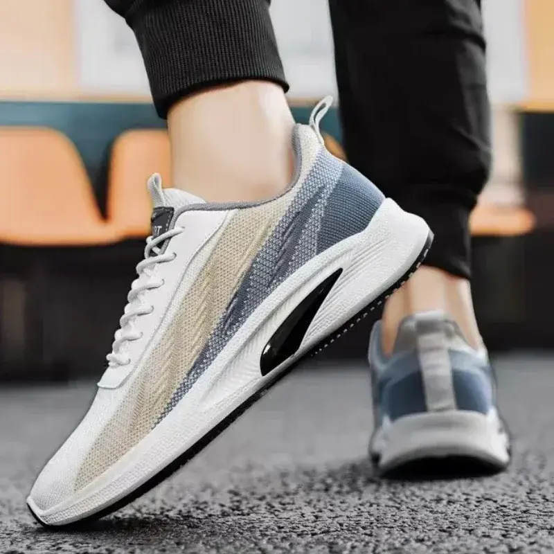 Men's Casual Running Shoes Breathable Sneakers Male Knit Non Slip Tennis Shoes Lace-up Men Shoes Comfortable Walking Shoe Tenis