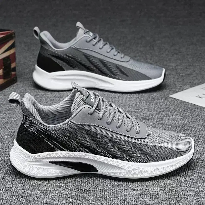 Men's Casual Running Shoes Breathable Sneakers Male Knit Non Slip Tennis Shoes Lace-up Men Shoes Comfortable Walking Shoe Tenis