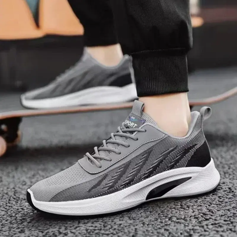 Men's Casual Running Shoes Breathable Sneakers Male Knit Non Slip Tennis Shoes Lace-up Men Shoes Comfortable Walking Shoe Tenis