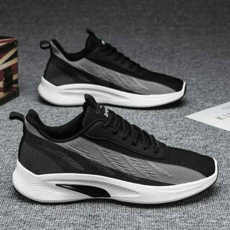 Men's Casual Running Shoes Breathable Sneakers Male Knit Non Slip Tennis Shoes Lace-up Men Shoes Comfortable Walking Shoe Tenis