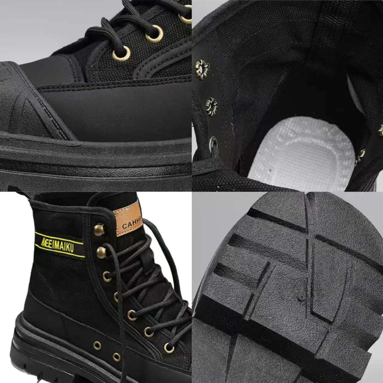 Men Boots High-top Boots Toe Cap Anti-collision Canvas Boots Male Work Safety Shoes Platform Casual Shoes Breathable Ankle Boot