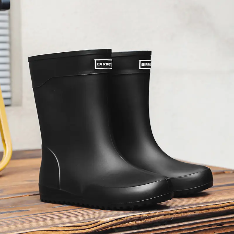 Men Rain Shoes Waterproof Mid-Calf Boots Fashion Non-slip Work Rubber Boots Outdoor Fishing Shoes for Men PVC Slip on Rain Boots